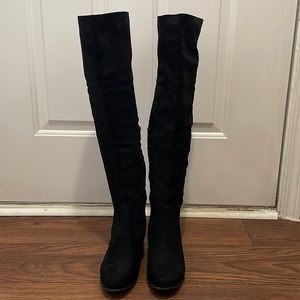 NWOT Black Suede Knee-High Boots